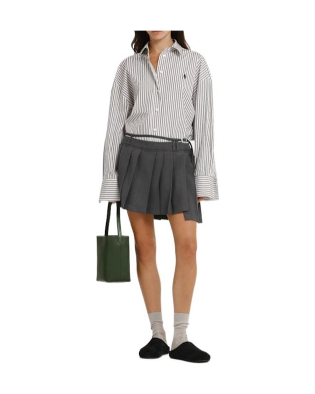 Acne Blue Pleated Wool Blend Mini Skirt