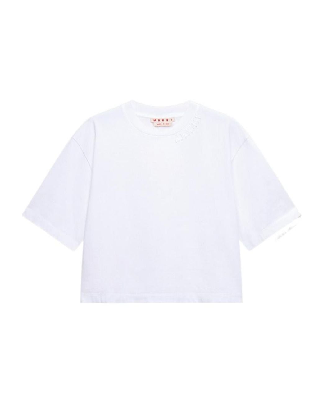 Marni White Jersey Patch Logo T-Shirt
