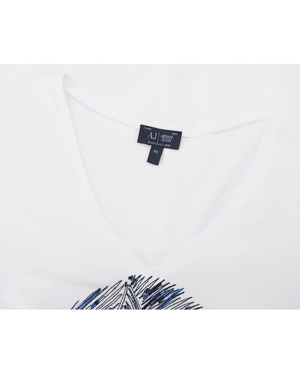 Armani Jeans White Small V-Collar T-Shirt