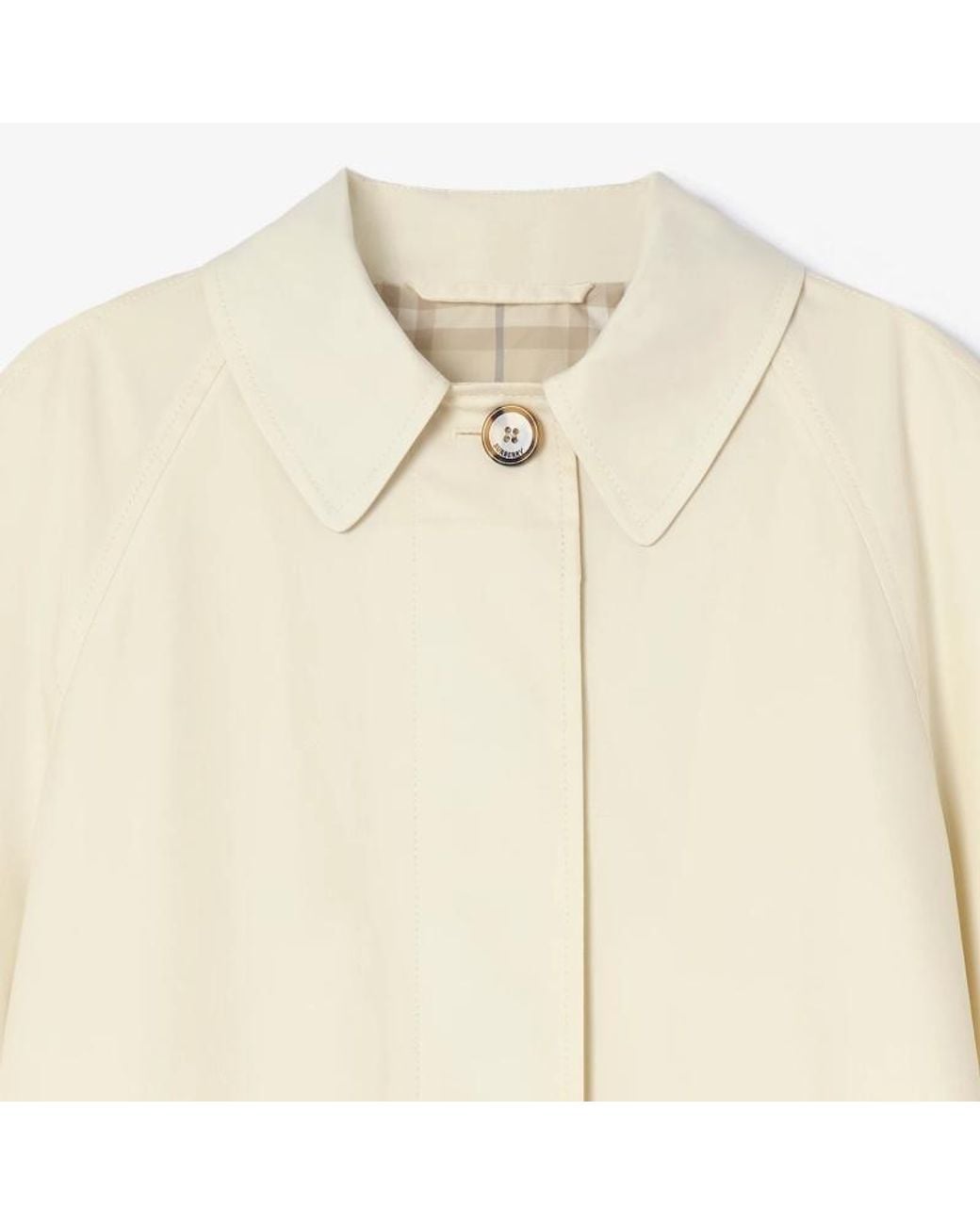 Burberry White Long Tropical Gabardine Car Coat