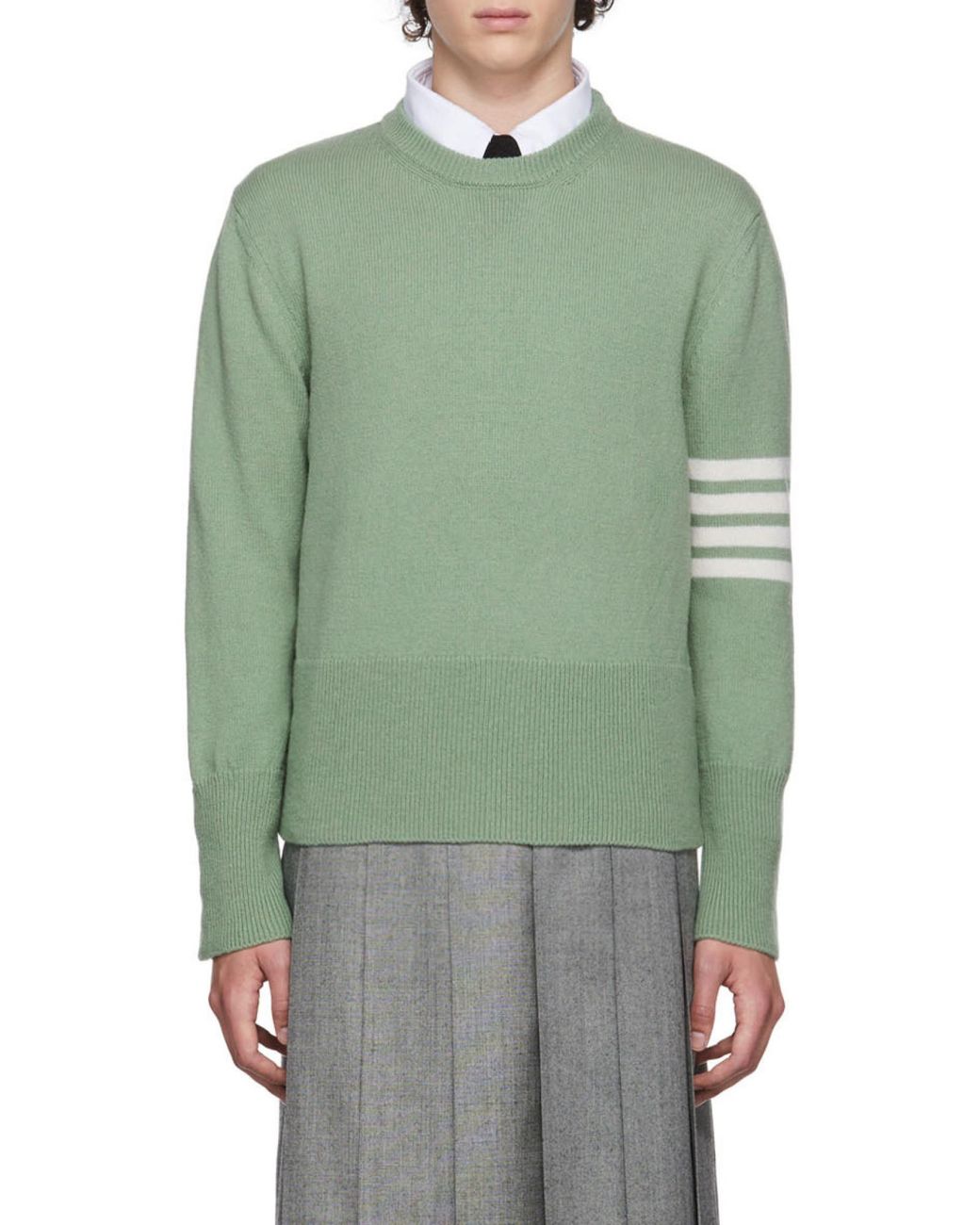 Thom Browne Green Bar Stripe Cardigan for men
