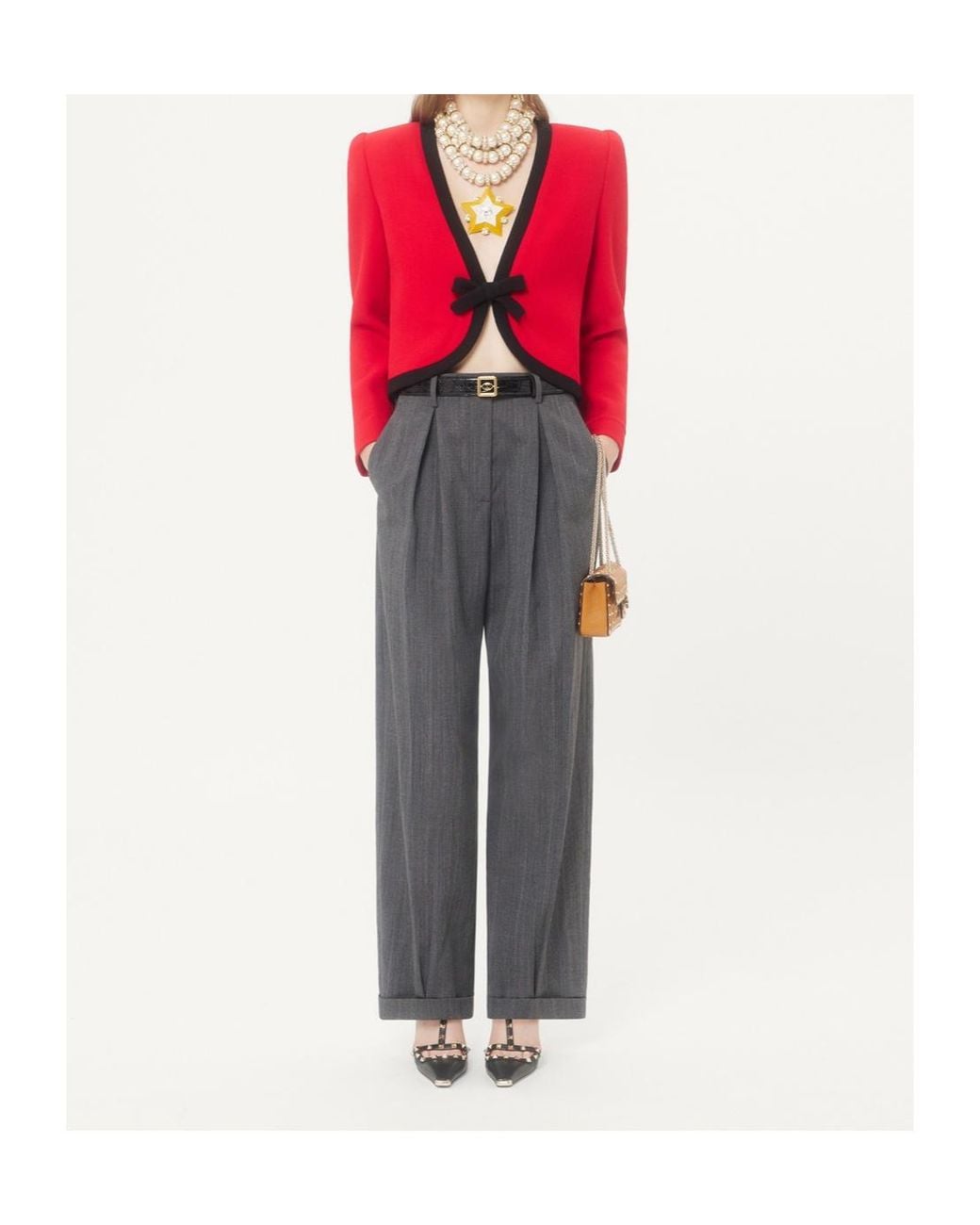 Valentino Red Wool Crepe Jacket