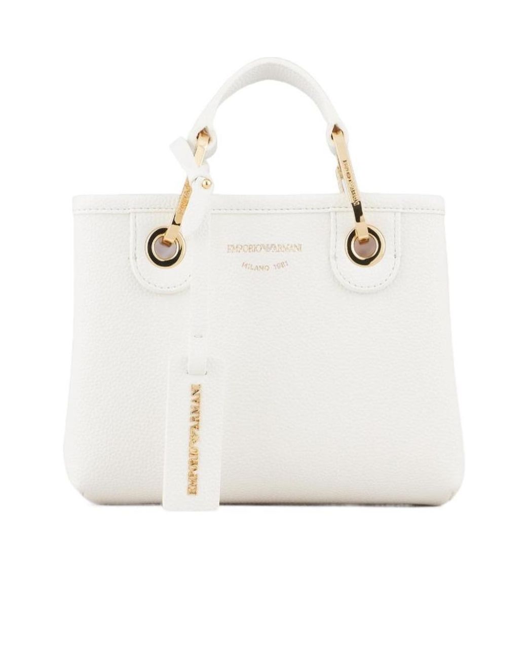 Emporio Armani White Logo Detailed Tote Bag
