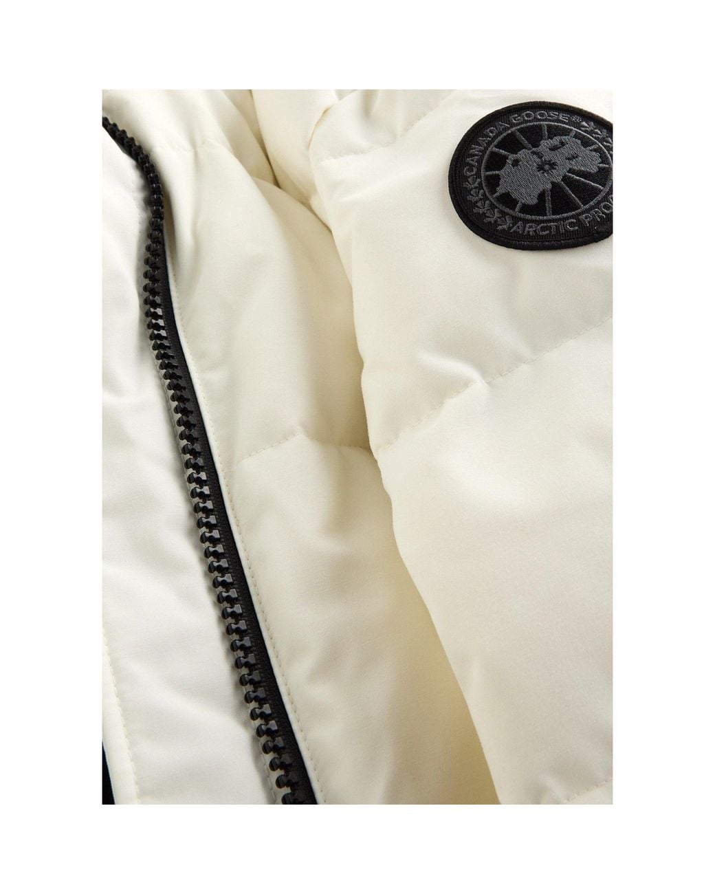 Canada Goose White Hooded, Waist-Cinched Down Jacket