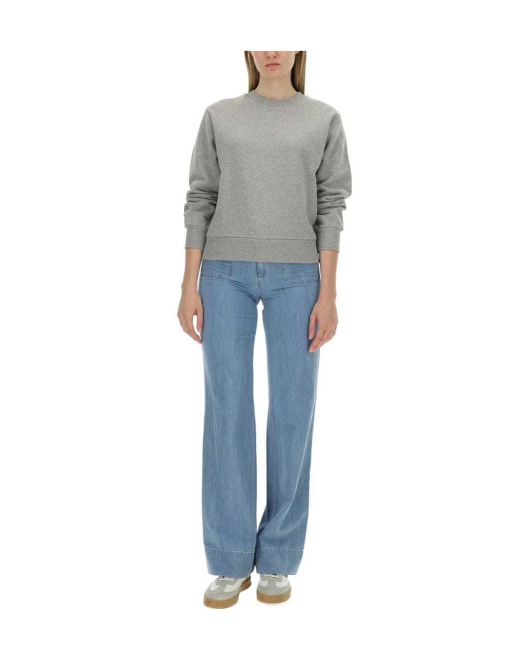 A.P.C. Gray Logo Printed Crewneck Sweatshirt