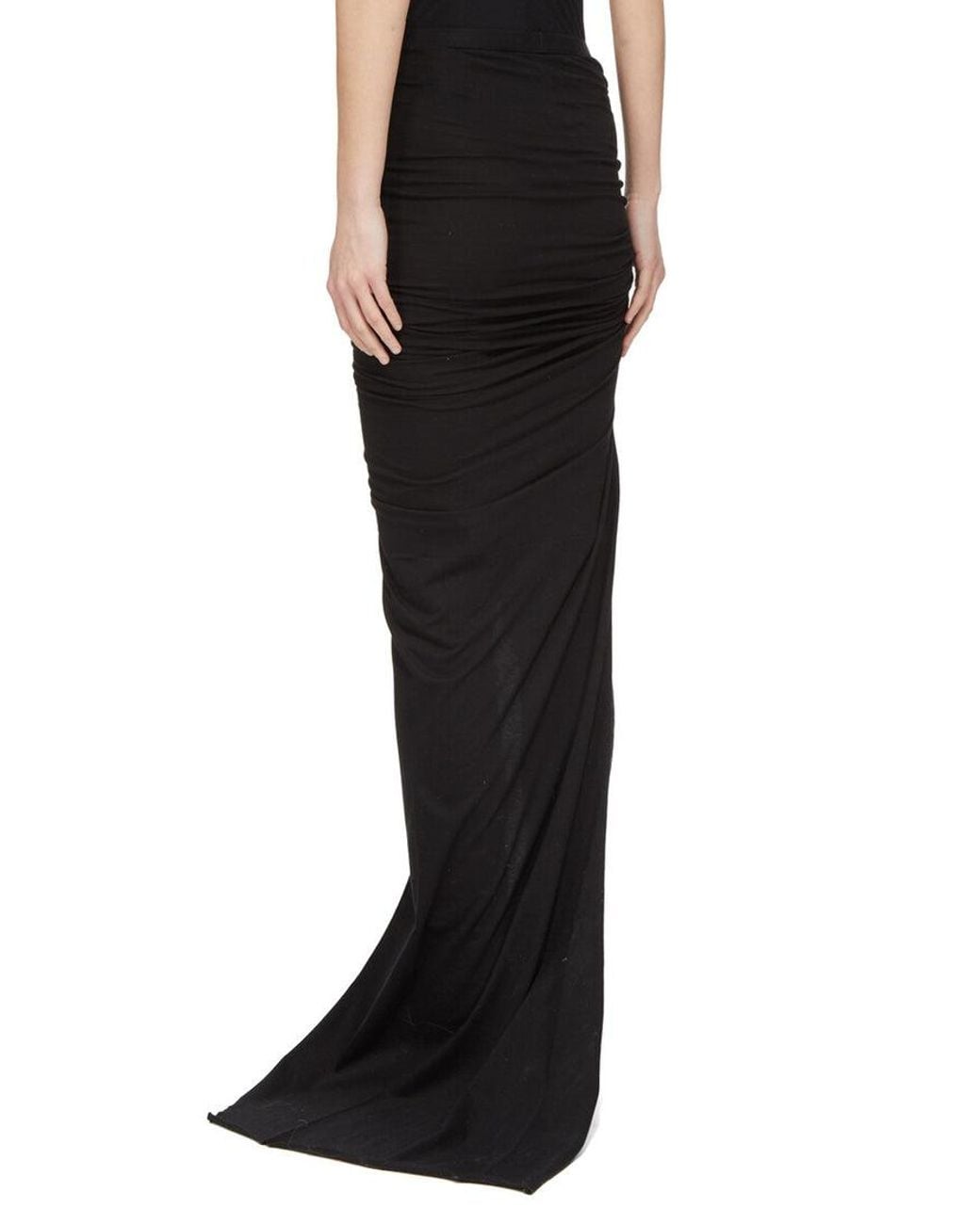 Rick Owens Black Elasticated Waistband Maxi Skirt