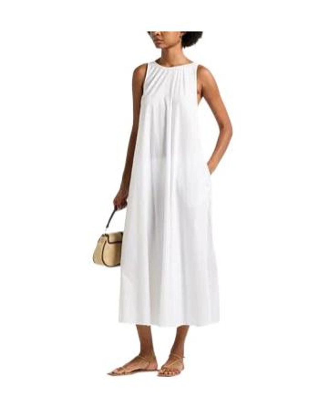 Max Mara White Sleeveless Round-Neck Maxi Dress