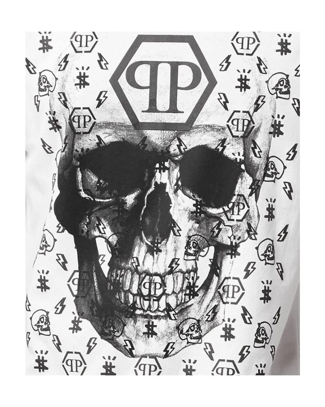 Philipp Plein White Skull Print Short-Sleeve T-Shirt for men