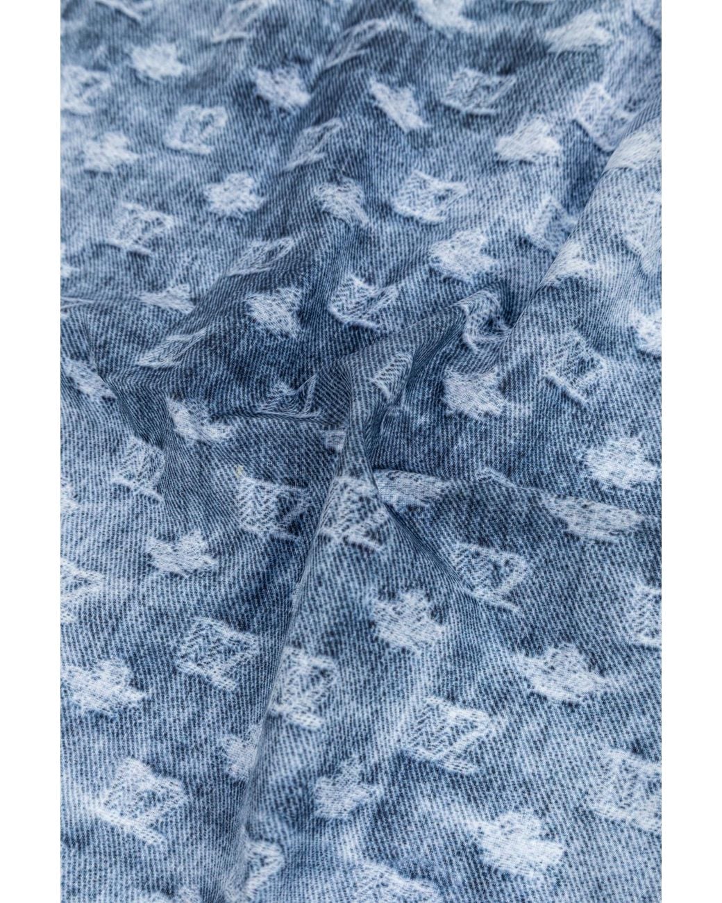 DSquared² Blue Monogram Distressed Foulard for men