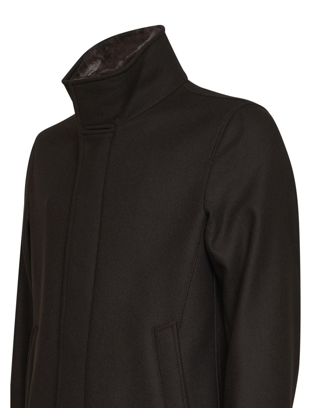 Herno Black Stand-Collar Long Sleeved Coat for men