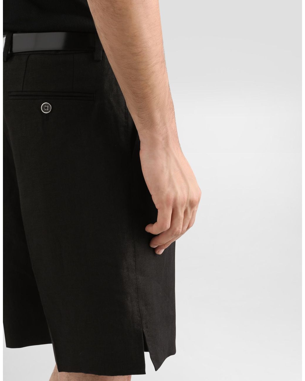 Dolce & Gabbana Black Linen Shorts for men