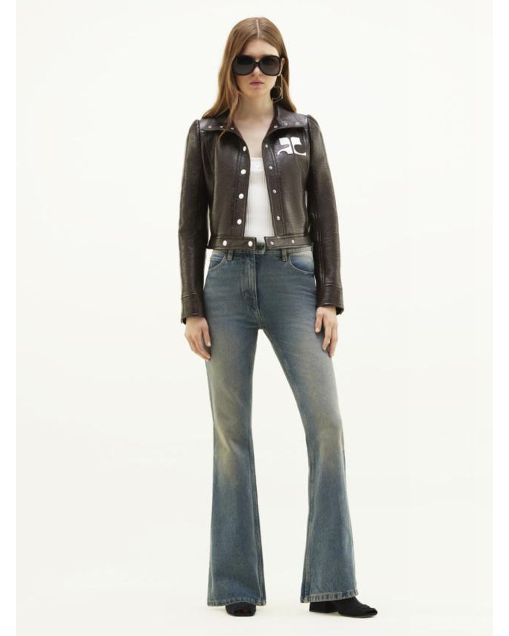 Courreges Black Courrèges Vinyl Straight Hem Cropped Jacket