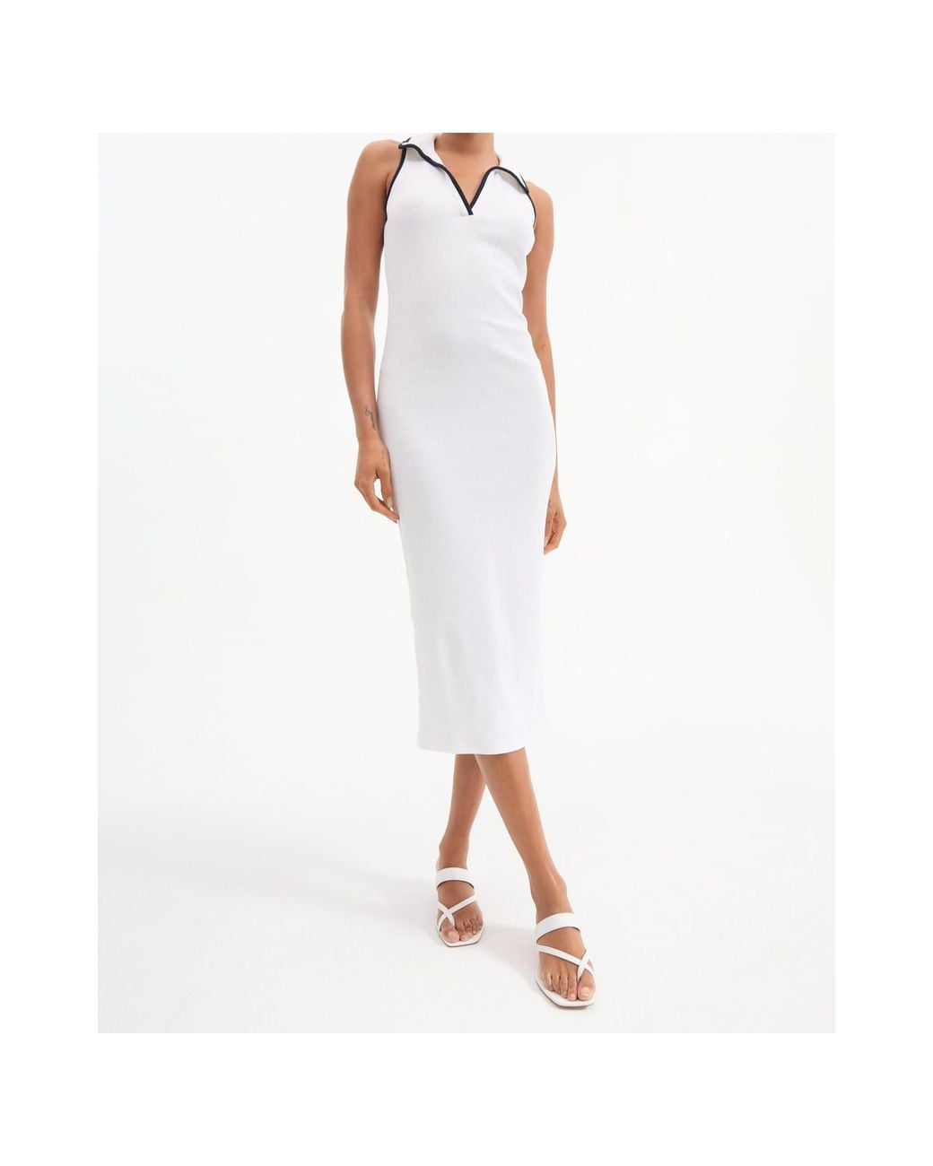 Veronica Beard White Darien Midi Dress
