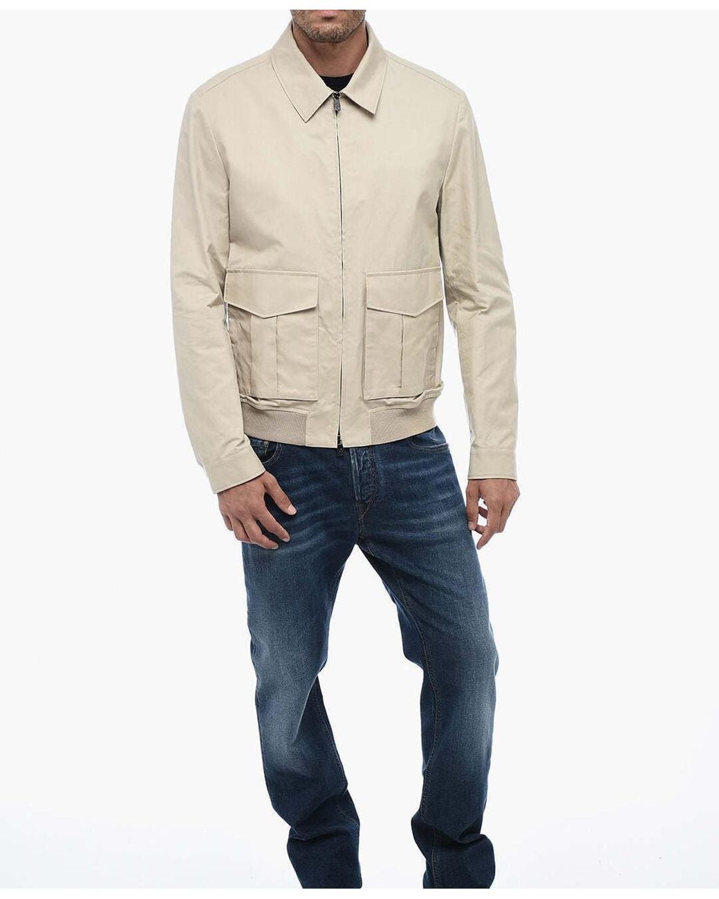 Corneliani Natural Zip-Up Flap-Pocket Shirt Jacket for men