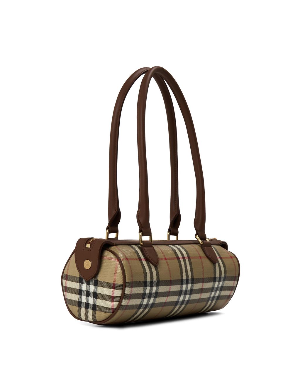 Burberry Metallic Checkered Cylindrical Handbag