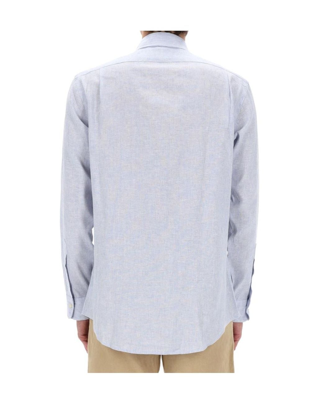 Polo Ralph Lauren White Micro-Stripe Linen Shirt for men