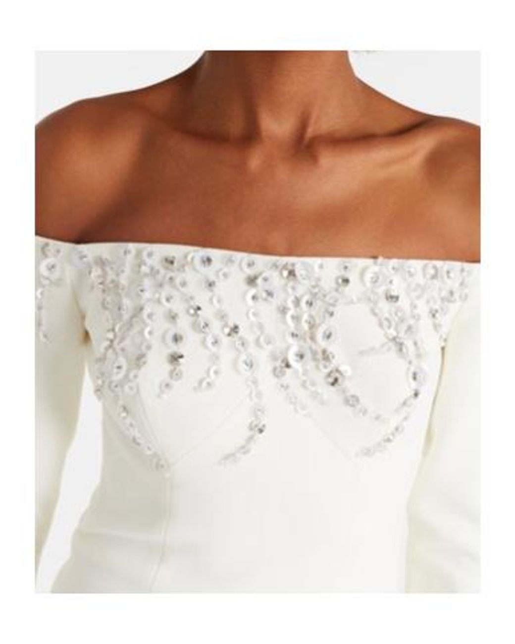 Safiyaa White Bridal Gioia Embellished Crêpe Gown