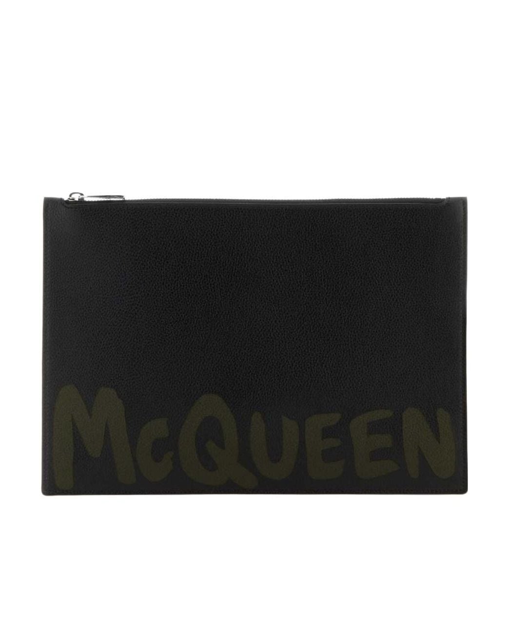 McQueen Black Graffiti Printed Zipped Wallet for men