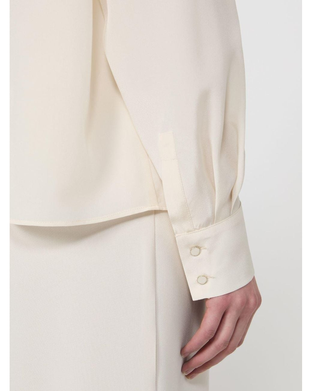 Max Mara White Studio Pintuck Tie-Neck Blouse