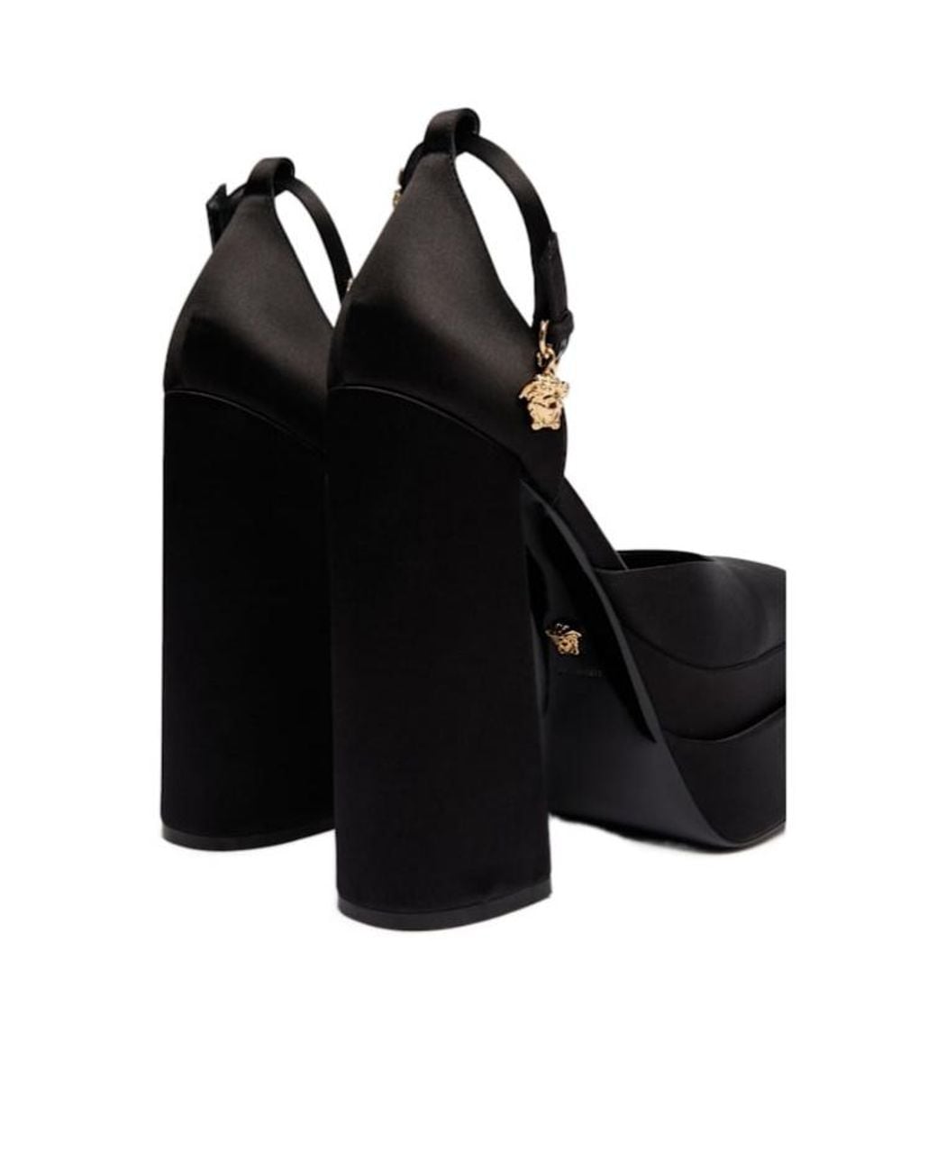 Versace Black Mules With Block Heel And Strap