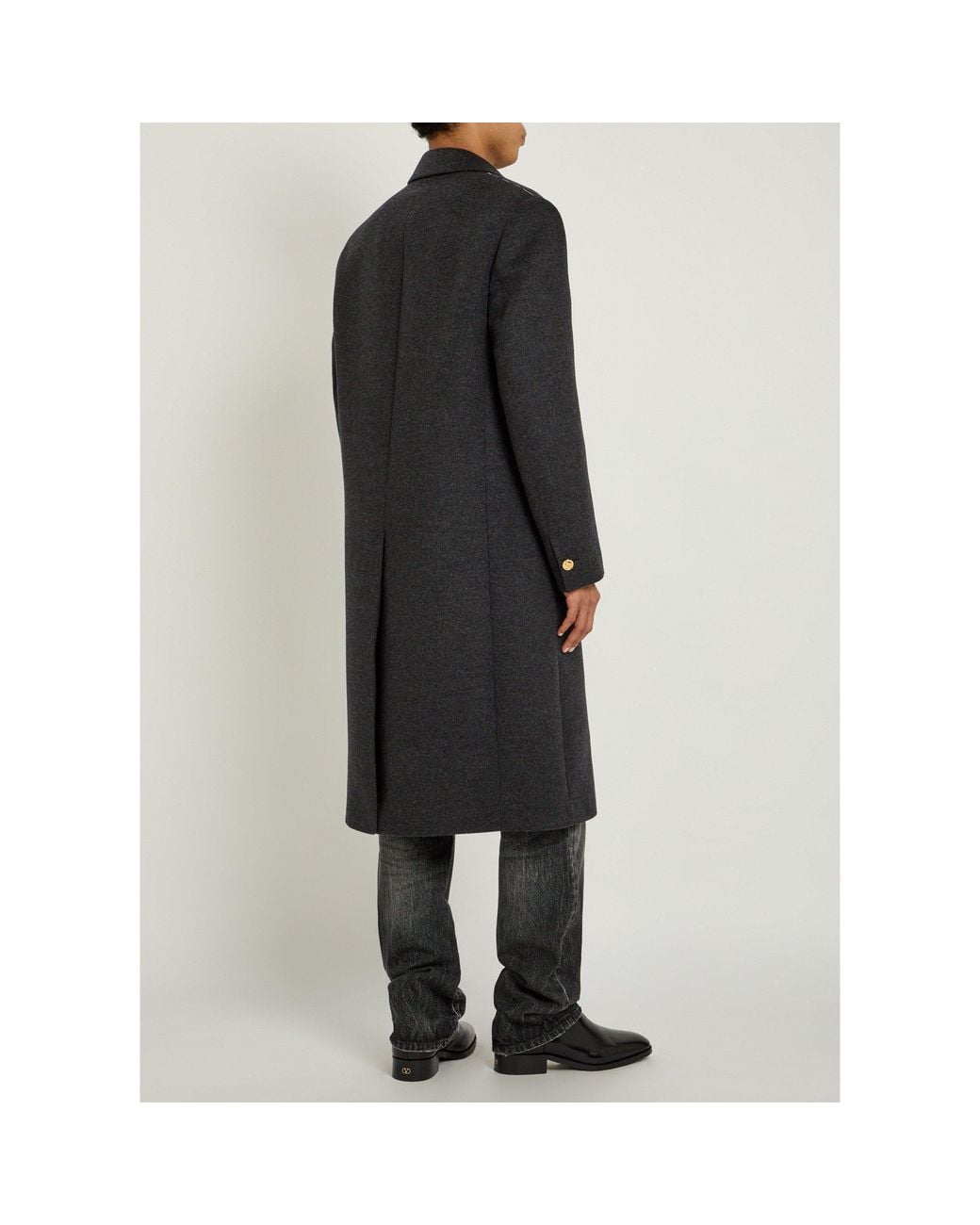 Versace Black Wool Pea Coat for men
