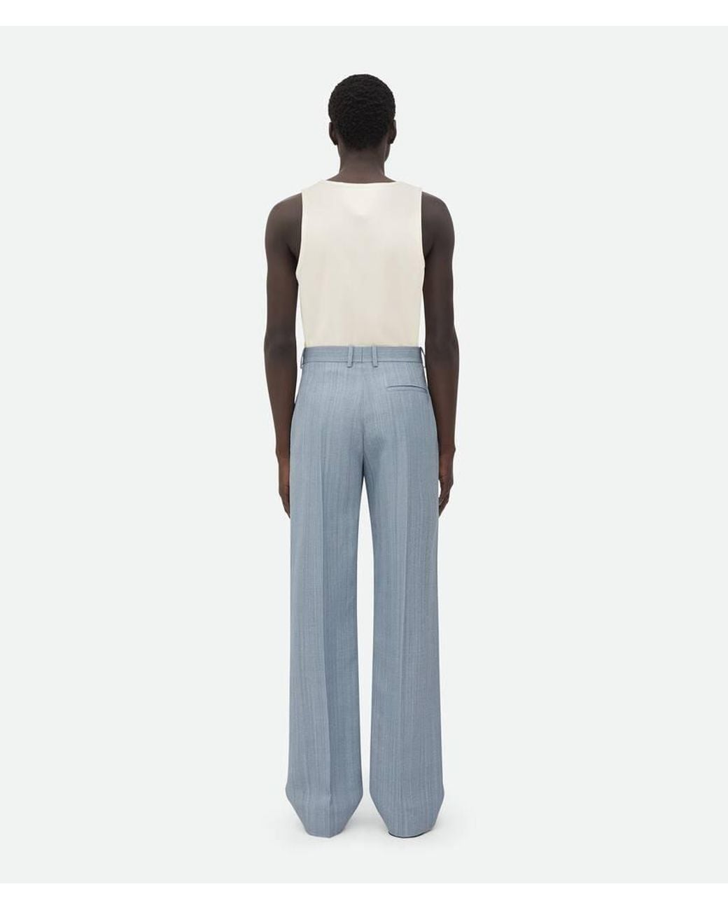 Bottega Veneta Blue Embroidered Detailed Straight-Leg Pants for men