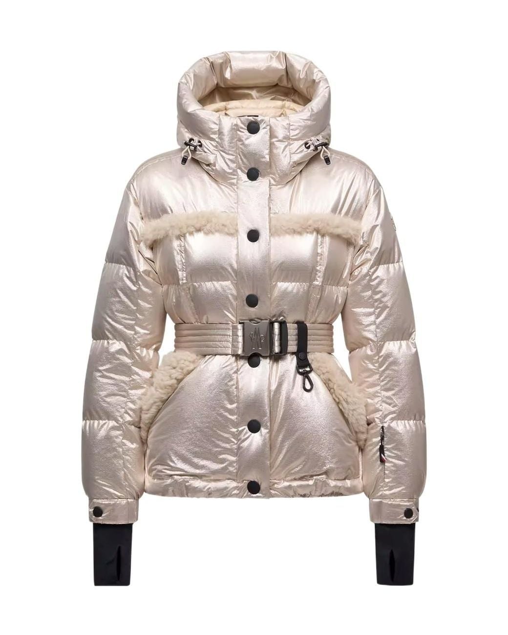 Moncler Natural Grenoble Mondim Metallic Hooded Down Ski Jacket