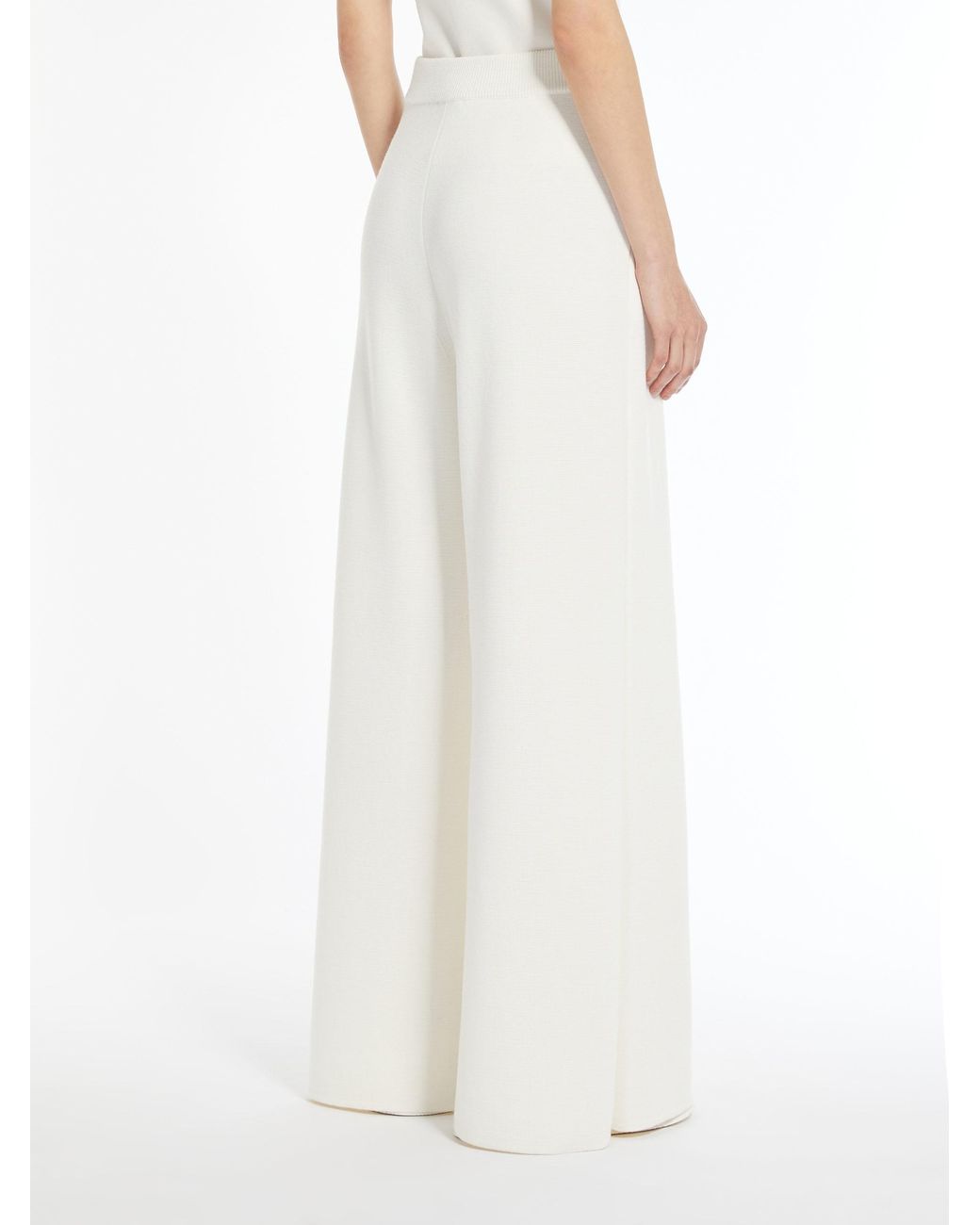 Max Mara White High Waist Wide Leg Trousers