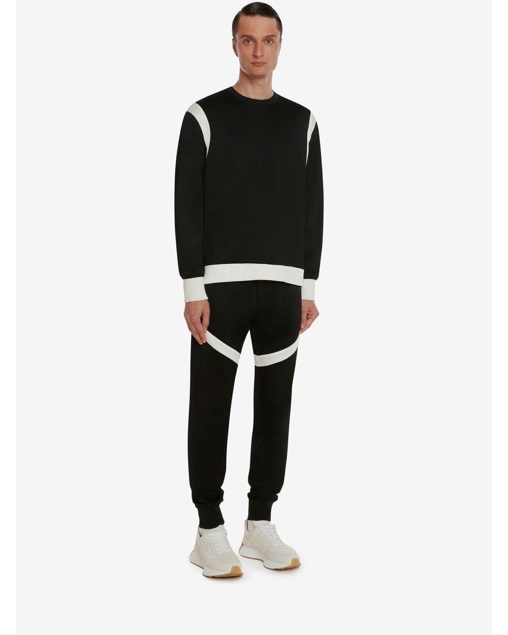 McQueen Black Two-Tone Panelled Track Pants for men