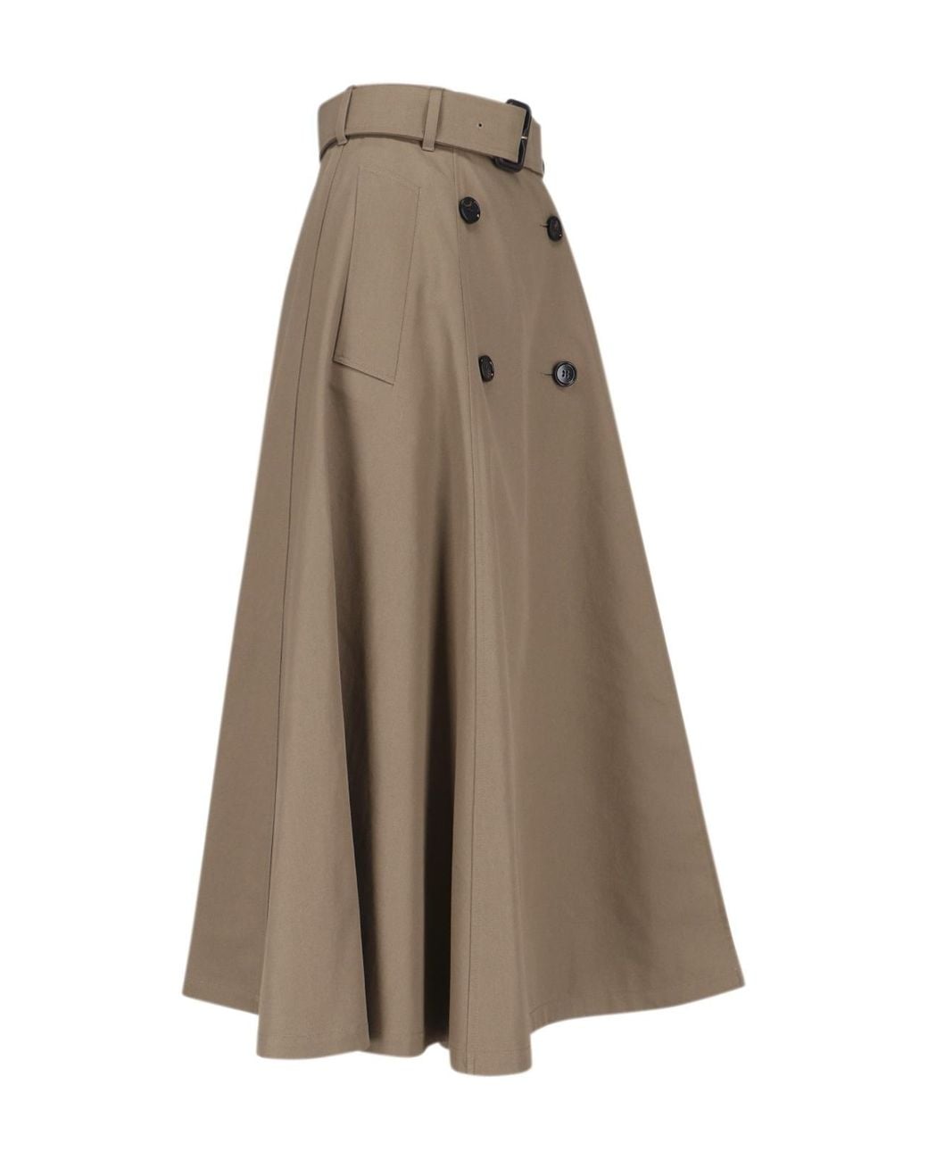 Burberry Brown Gabardine Trench Midi Skirt