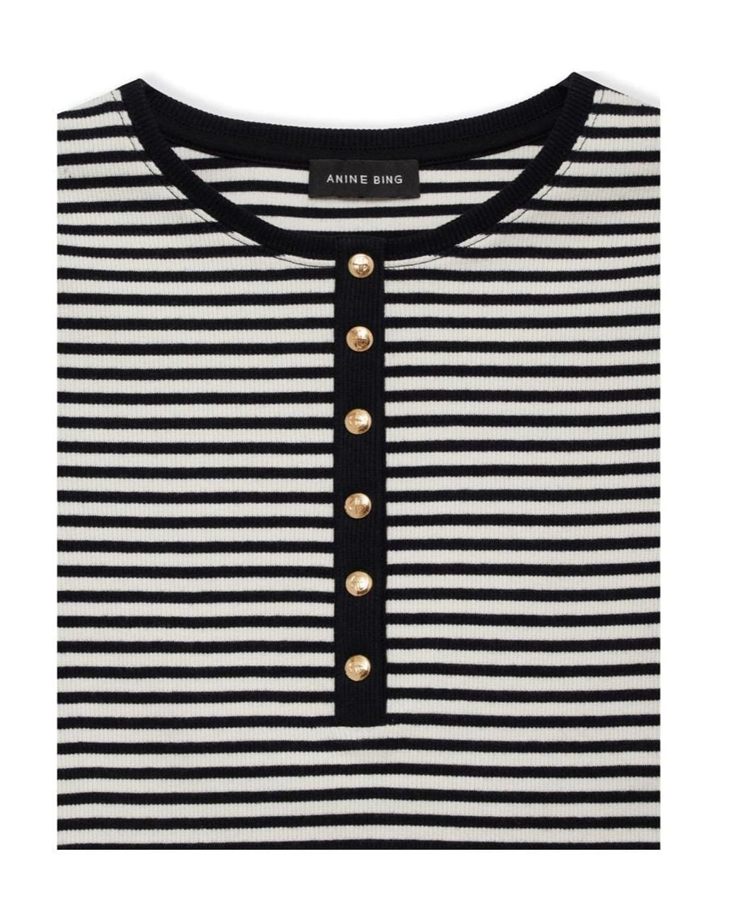 Anine Bing Black Alessia Striped Knitted T-Shirt