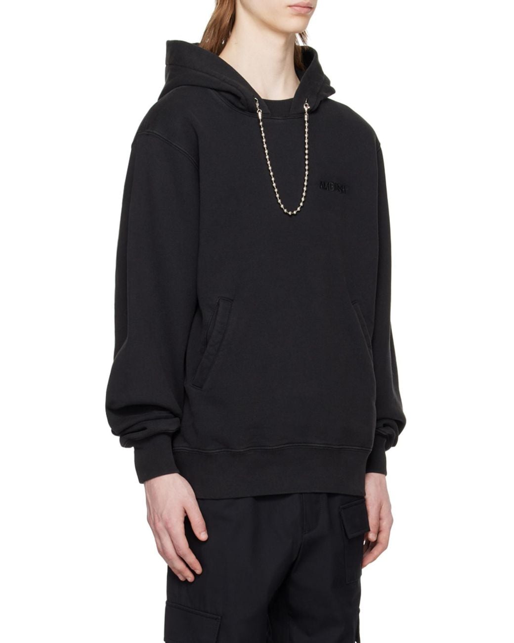 Ambush Black Ballchain-Detail Cotton Hoodie for men
