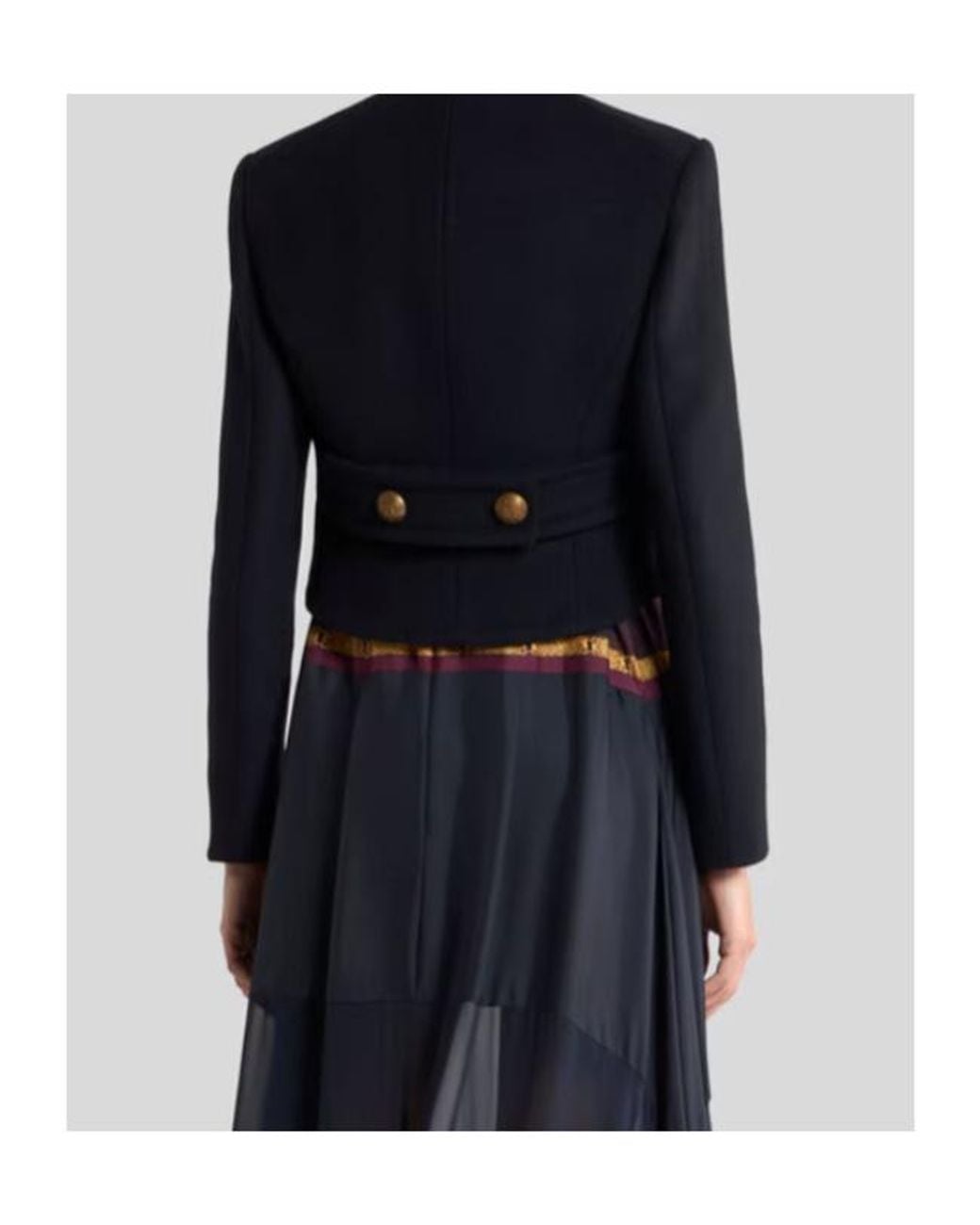 Etro Blue Wool-Blend Cloth Cropped Jacket With Pegaso Buttons