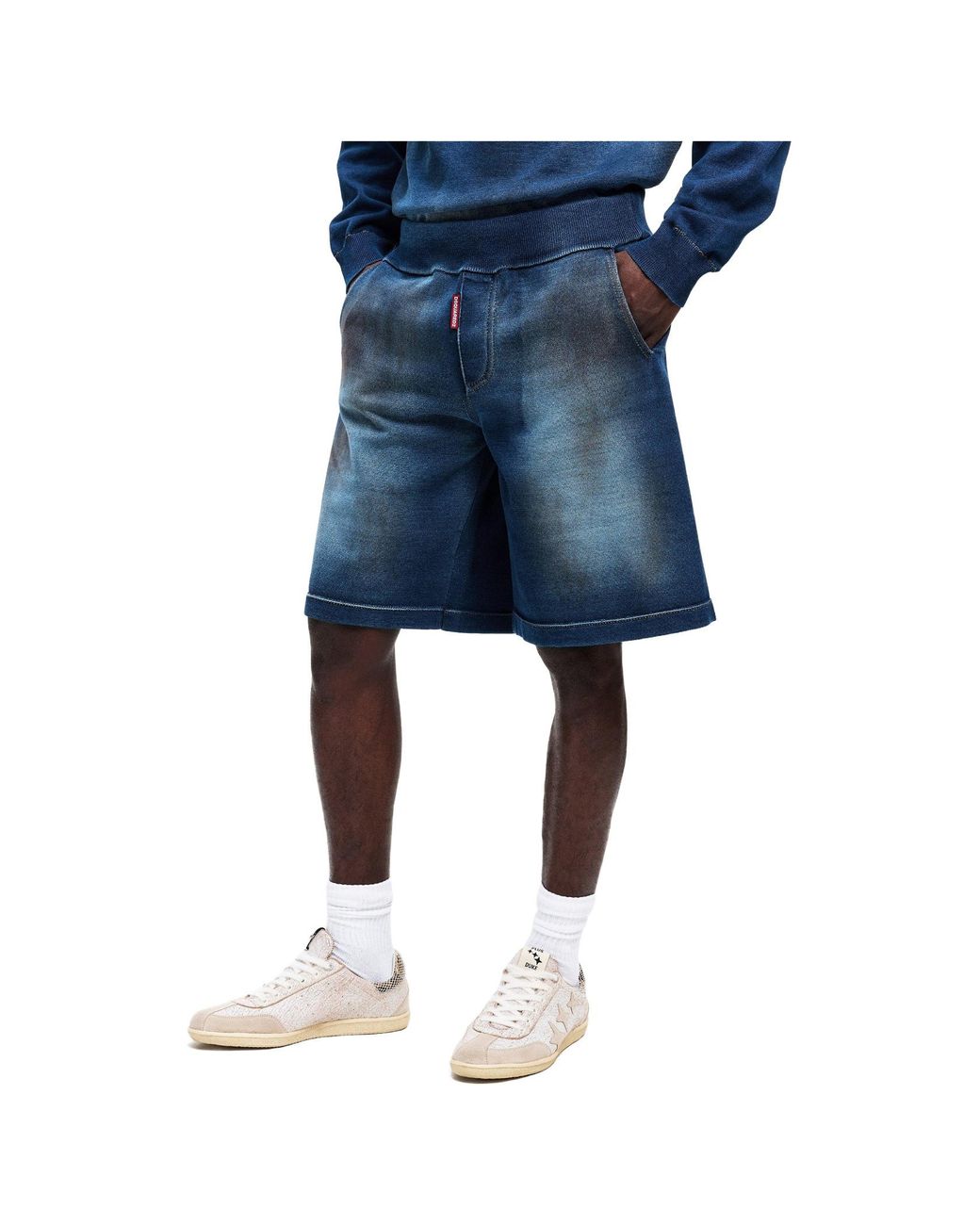 DSquared² Blue Fleece Jogger Shorts for men