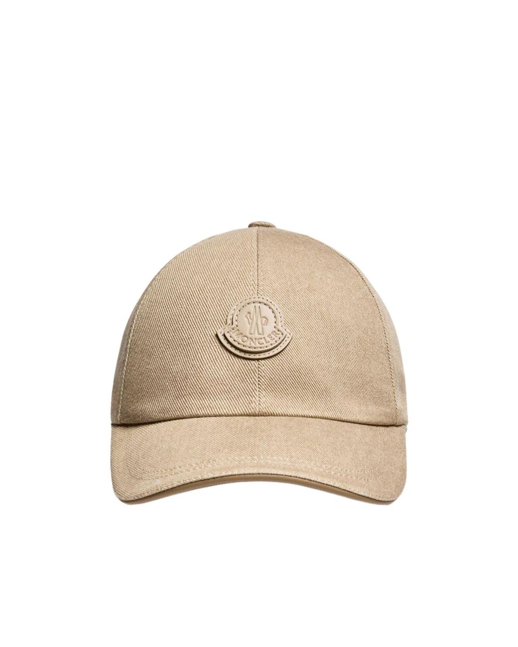 Moncler Natural Leather Logo Cotton Gabardine Baseball Cap for men