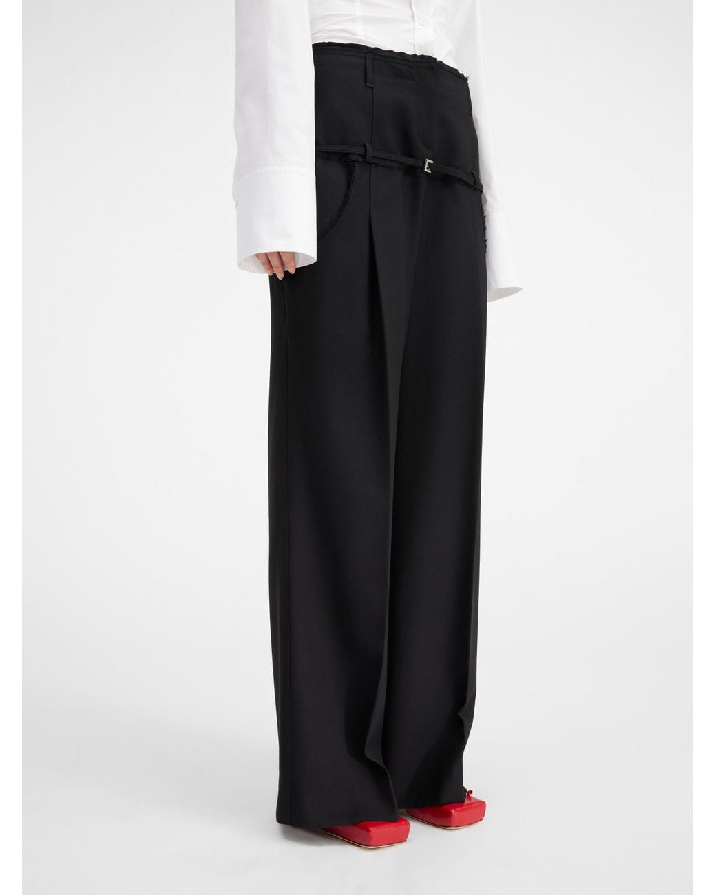 Jacquemus Black Belted Wide-Leg Pants