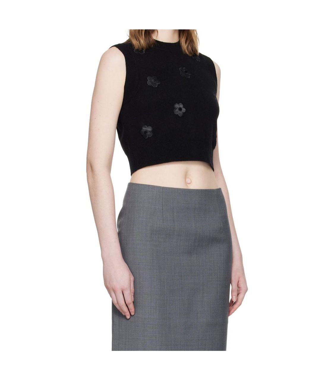 CECILIE BAHNSEN Black Floral-Appliqué Vest