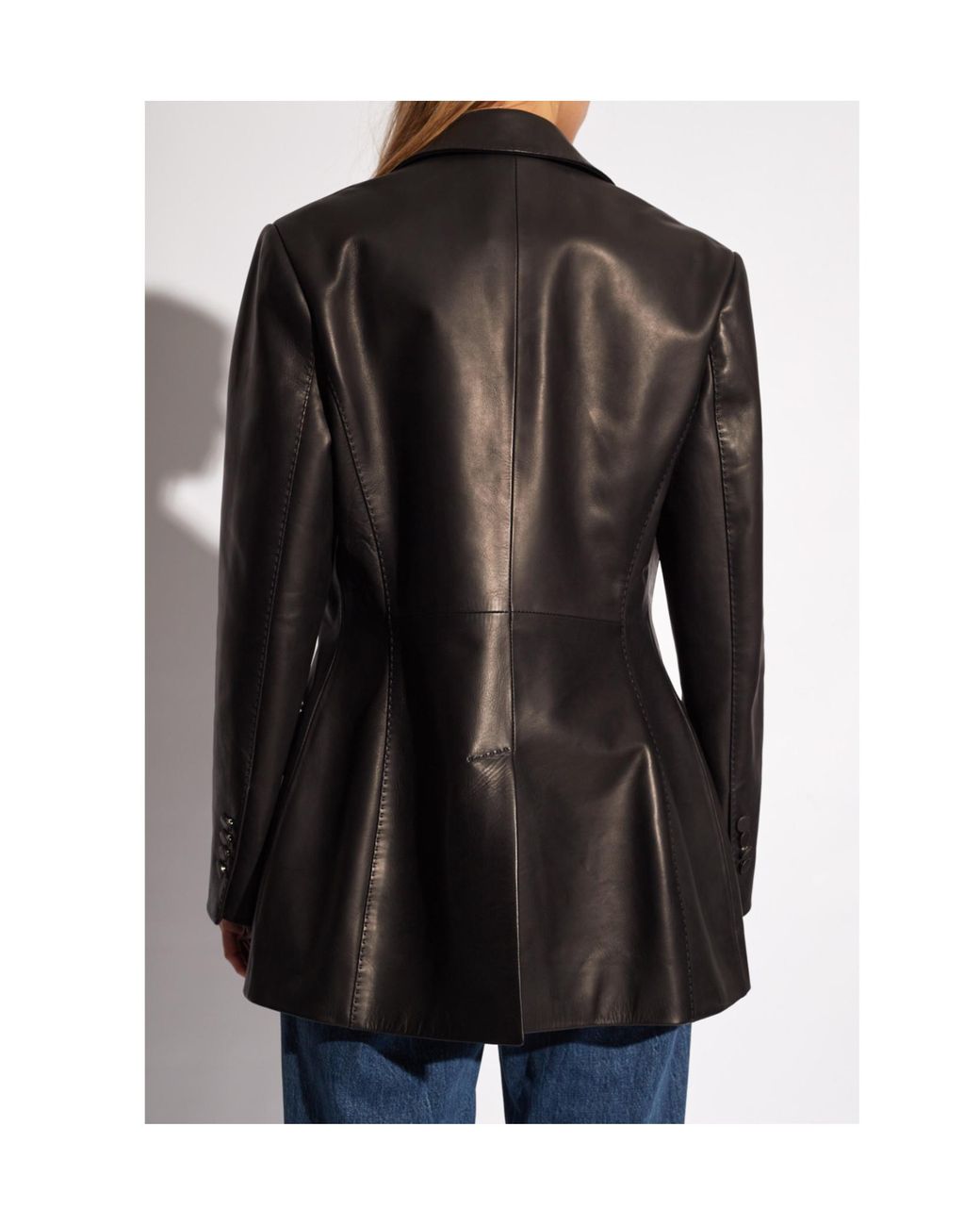 Dolce & Gabbana Black Single-Breasted Leather Blazer