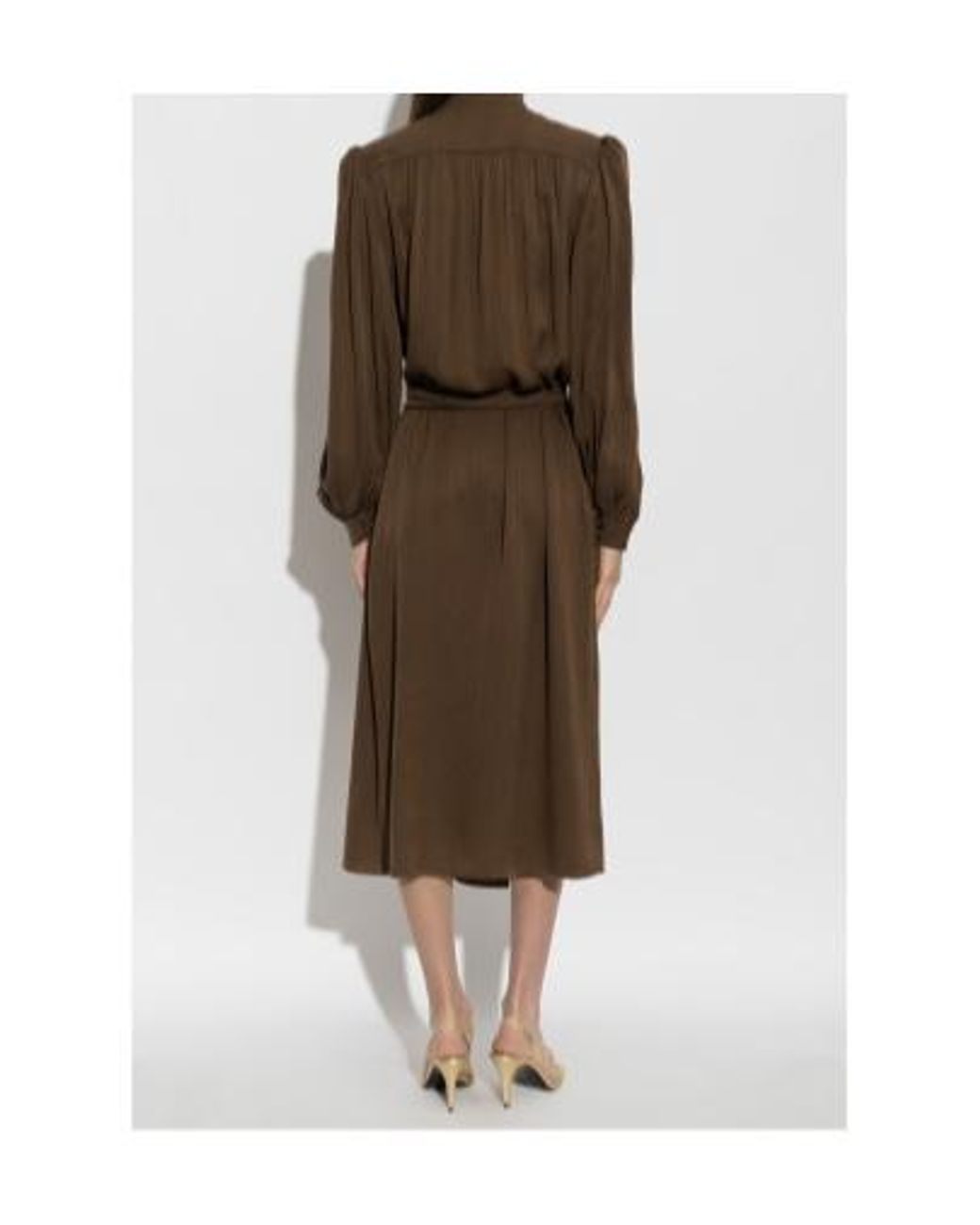 Valentino Brown Belted Midi Shirt Dress