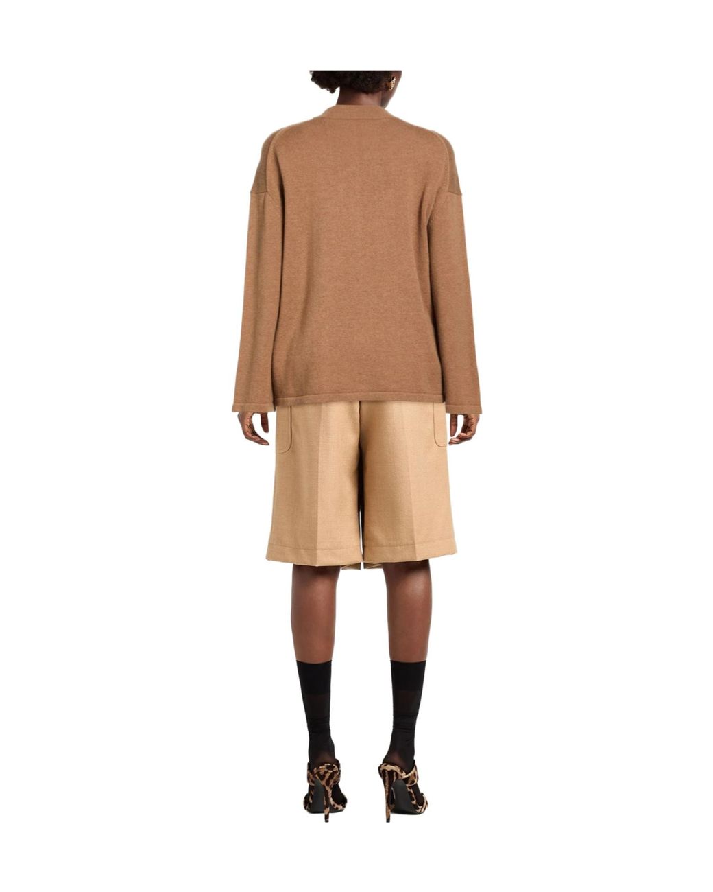 Max Mara Brown Crew-Neck Knit Sweater