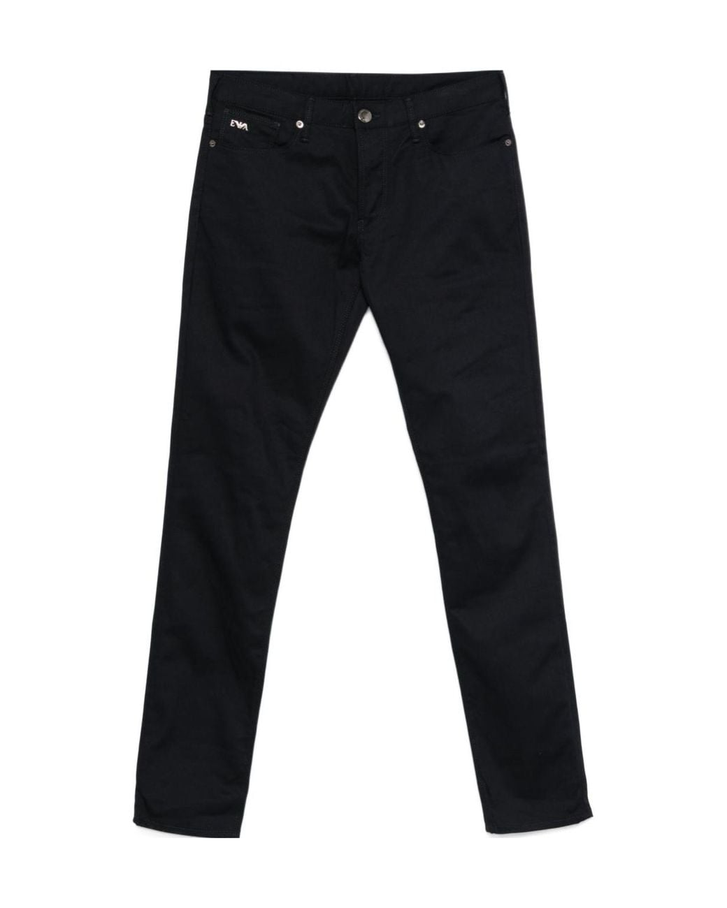 Emporio Armani Black Logo-Plaque Slim-Fit Jeans for men