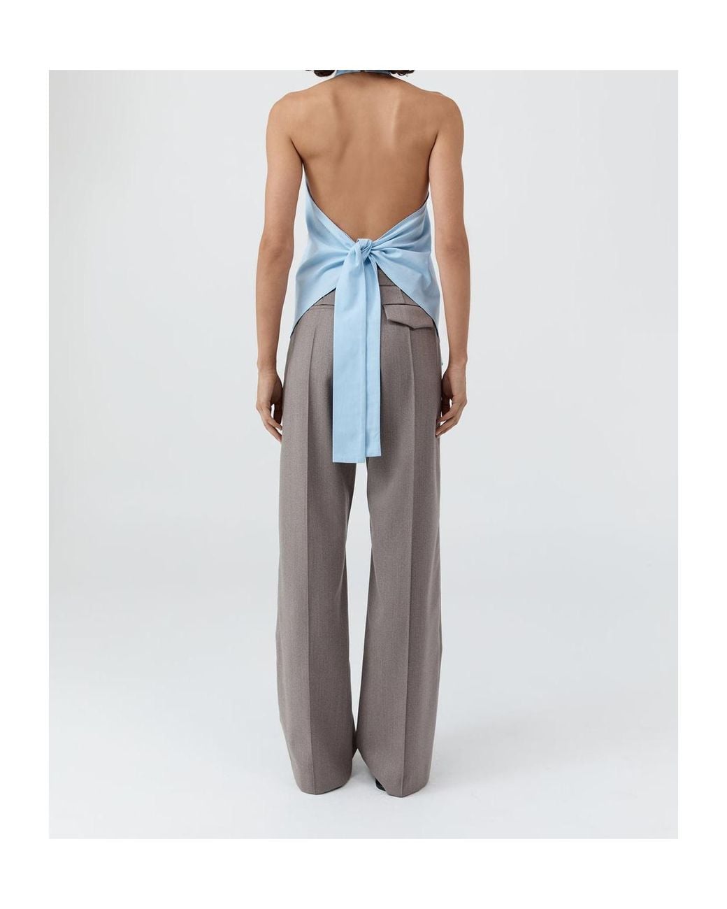 St. Agni Blue Halter Tie-Back Top
