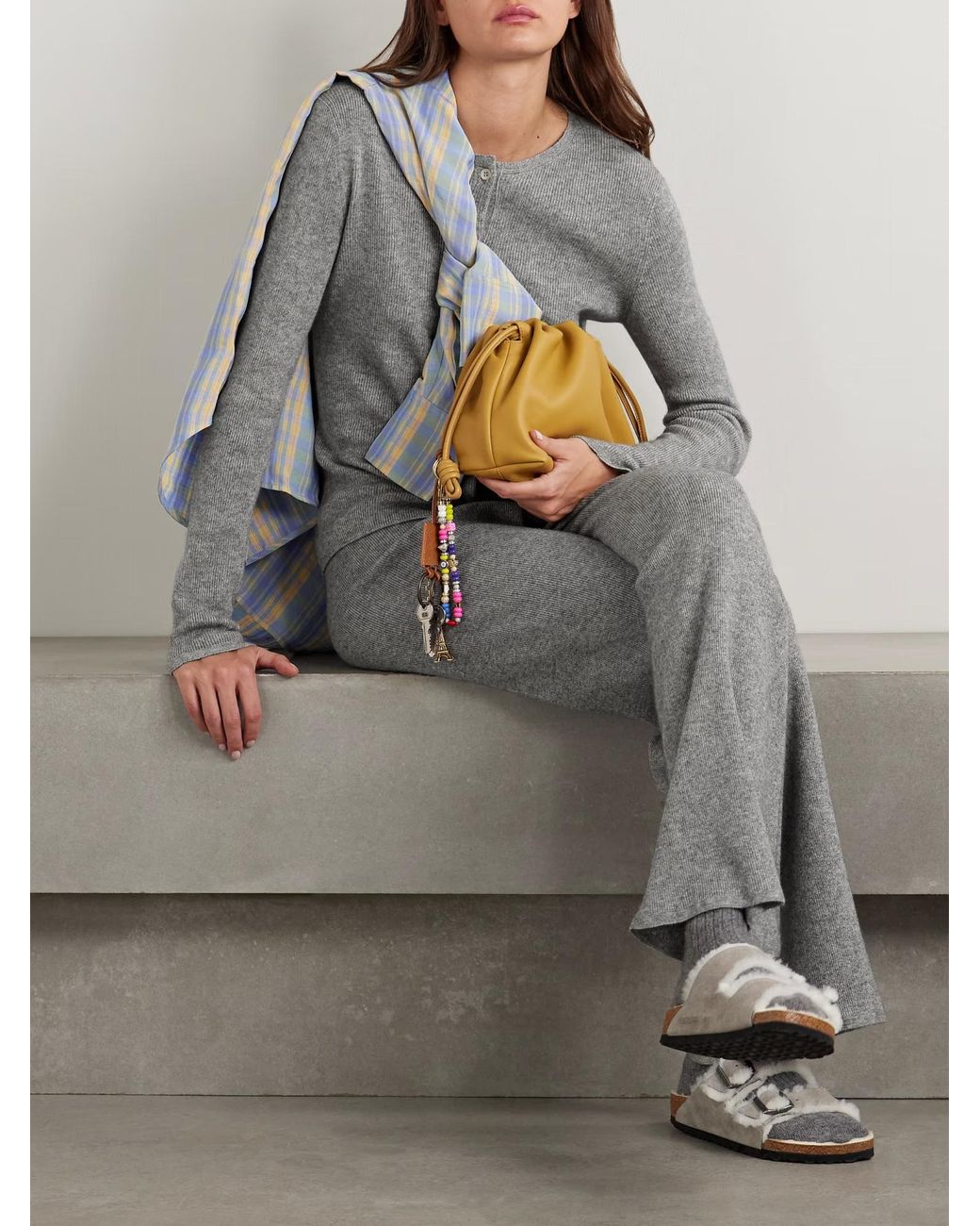 The Elder Statesman Gray Delicash Ribbed Cashmere And Silk Blend Cardigan