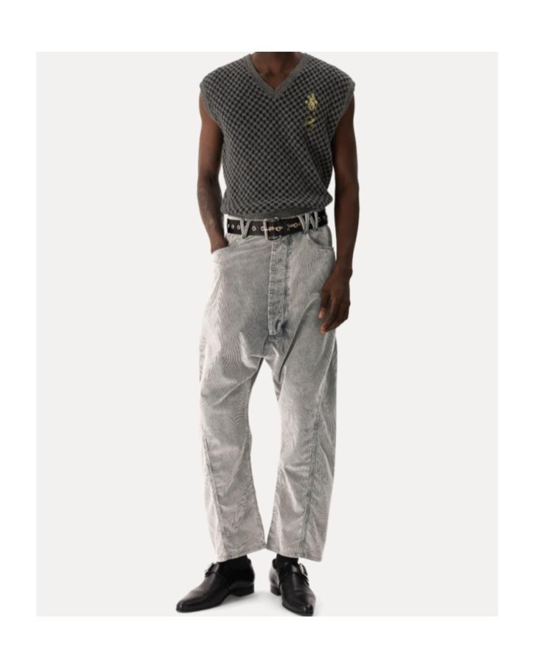 Vivienne Westwood Black Checkerboard-Knit Orb-Embroidered Sleeveless Sweater for men
