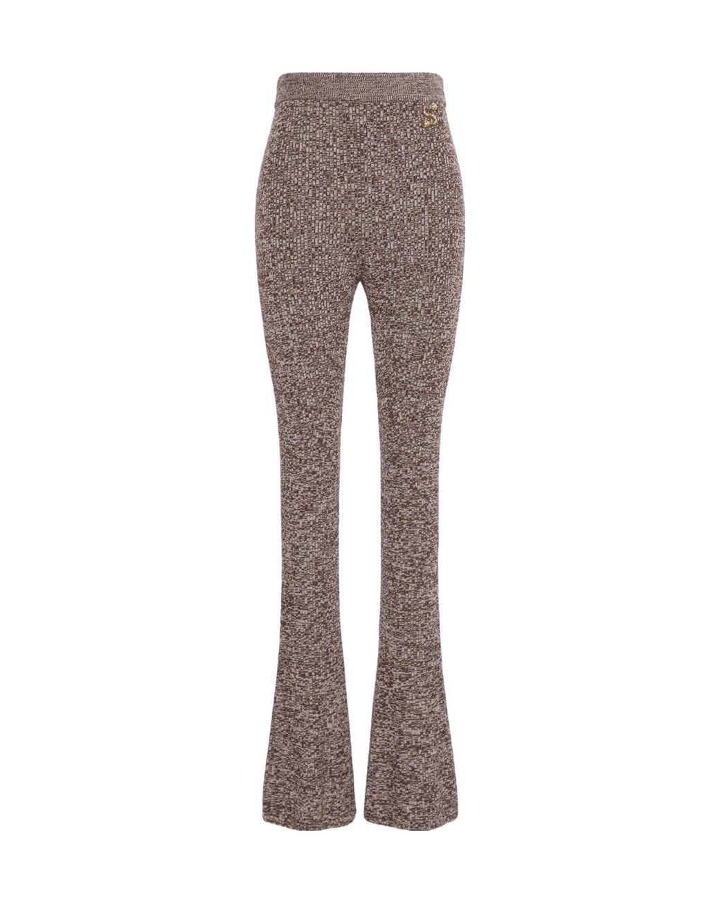 Sportmax Gray Marled Flared Knitted Trousers