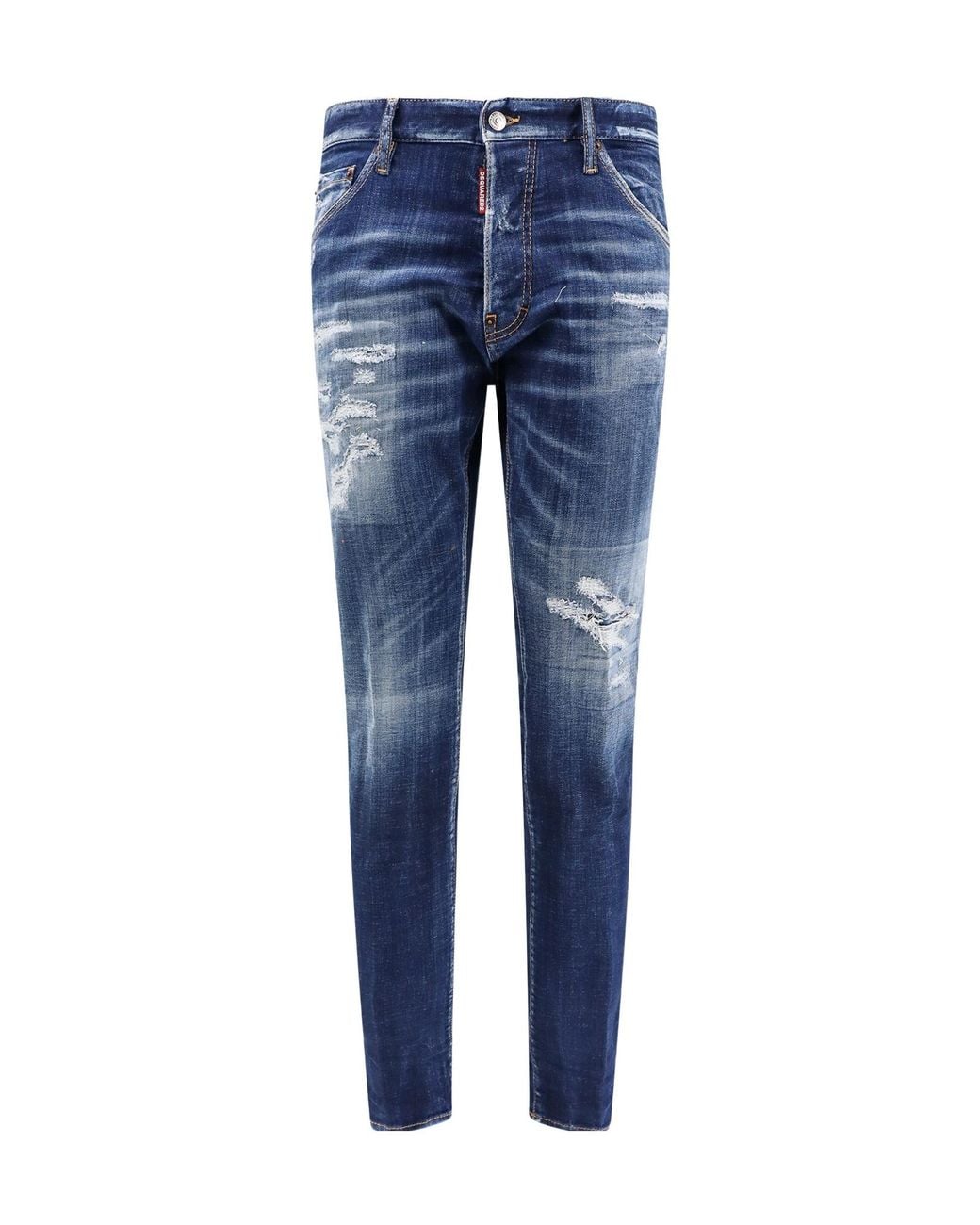 DSquared² Blue Dark Ripped Cast Wash Cool Guy Jeans for men