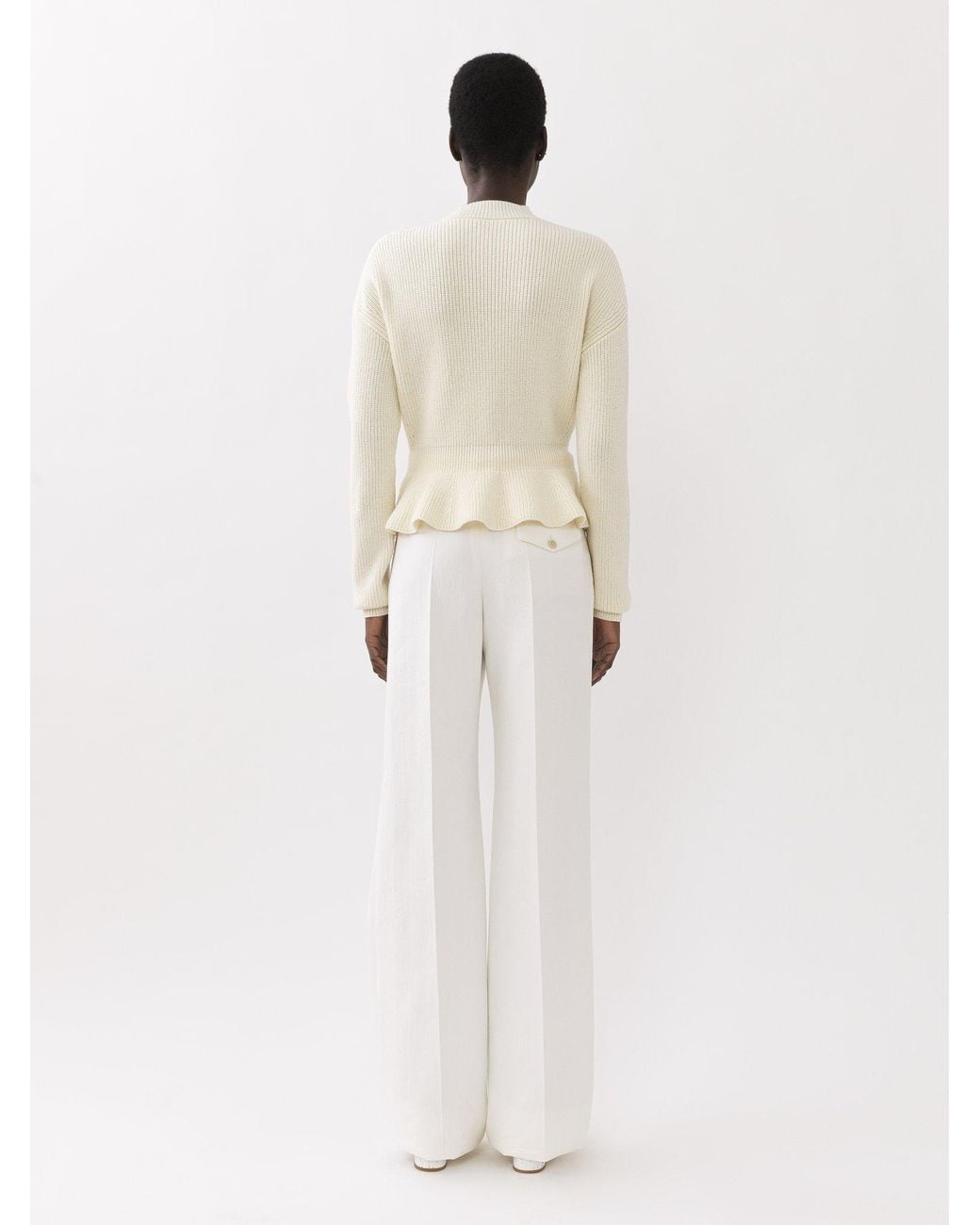 Chloé White Chloé Peplum Knitted Jumper