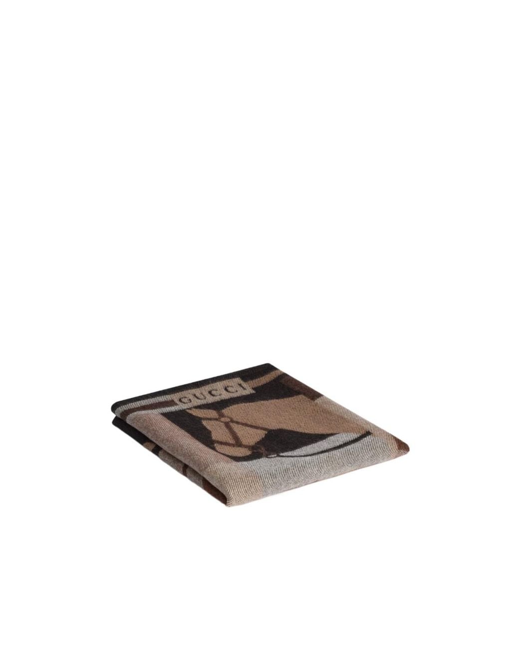 Gucci Brown Wool And Cashmere Jacquard Blanket for men