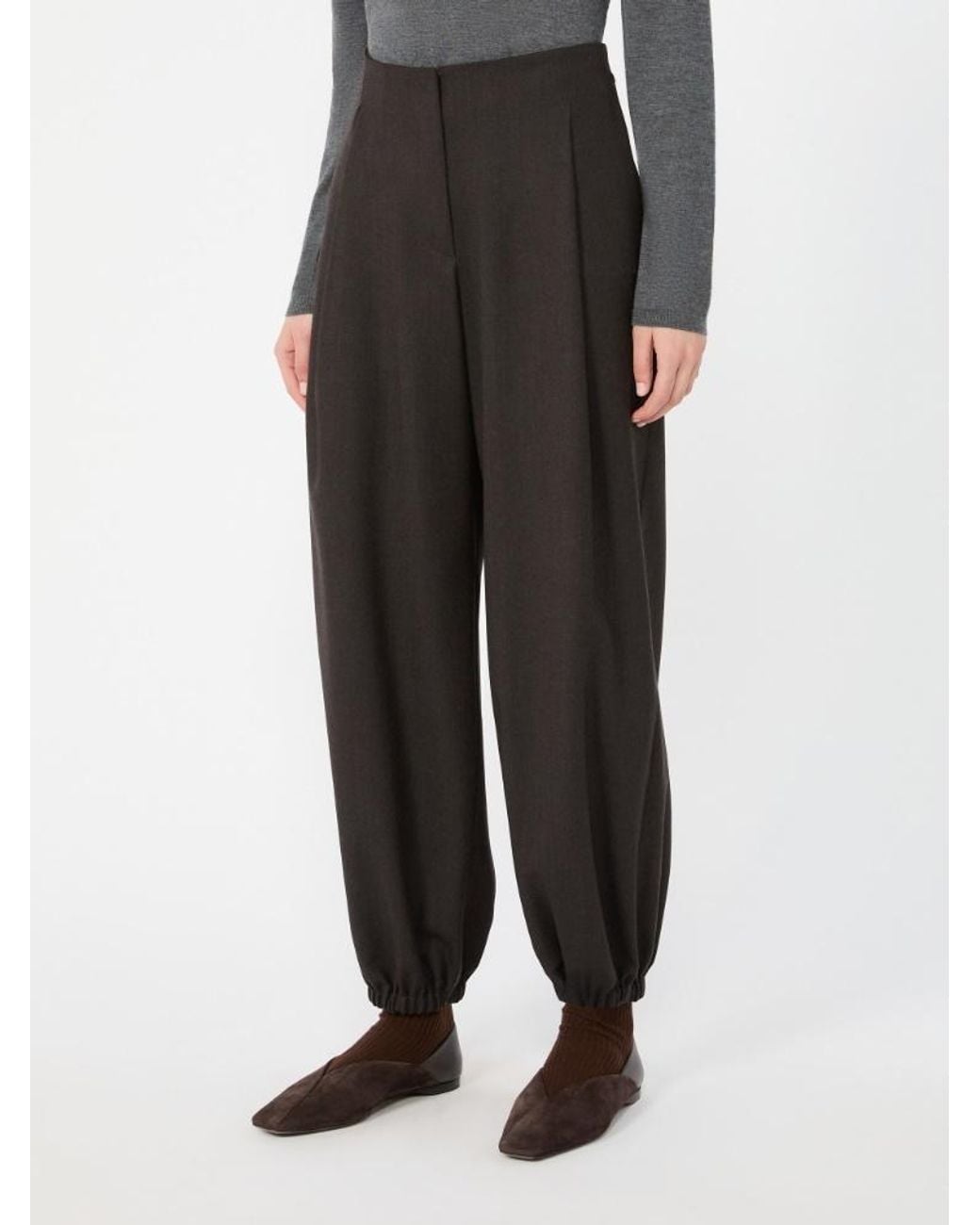 Max Mara Black Mxmpergola Pleated Flannel Trousers