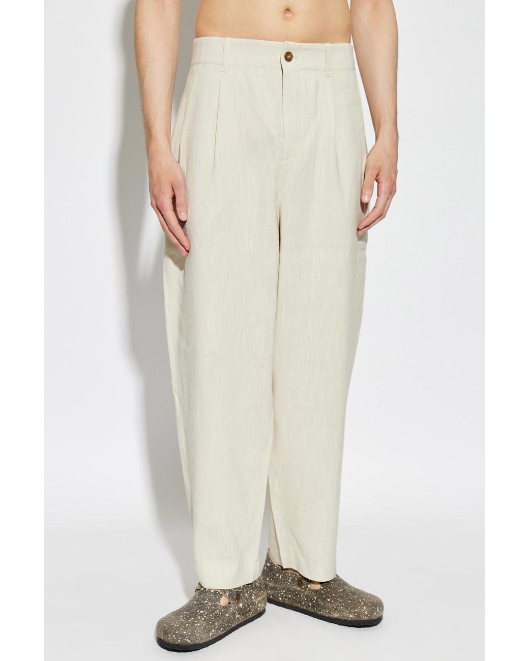 Maison Kitsuné White Maison Kitsuné Relaxed Pleated Pants for men